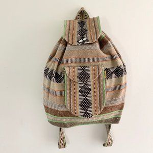 Boho Woven Tan Backpack NWOT